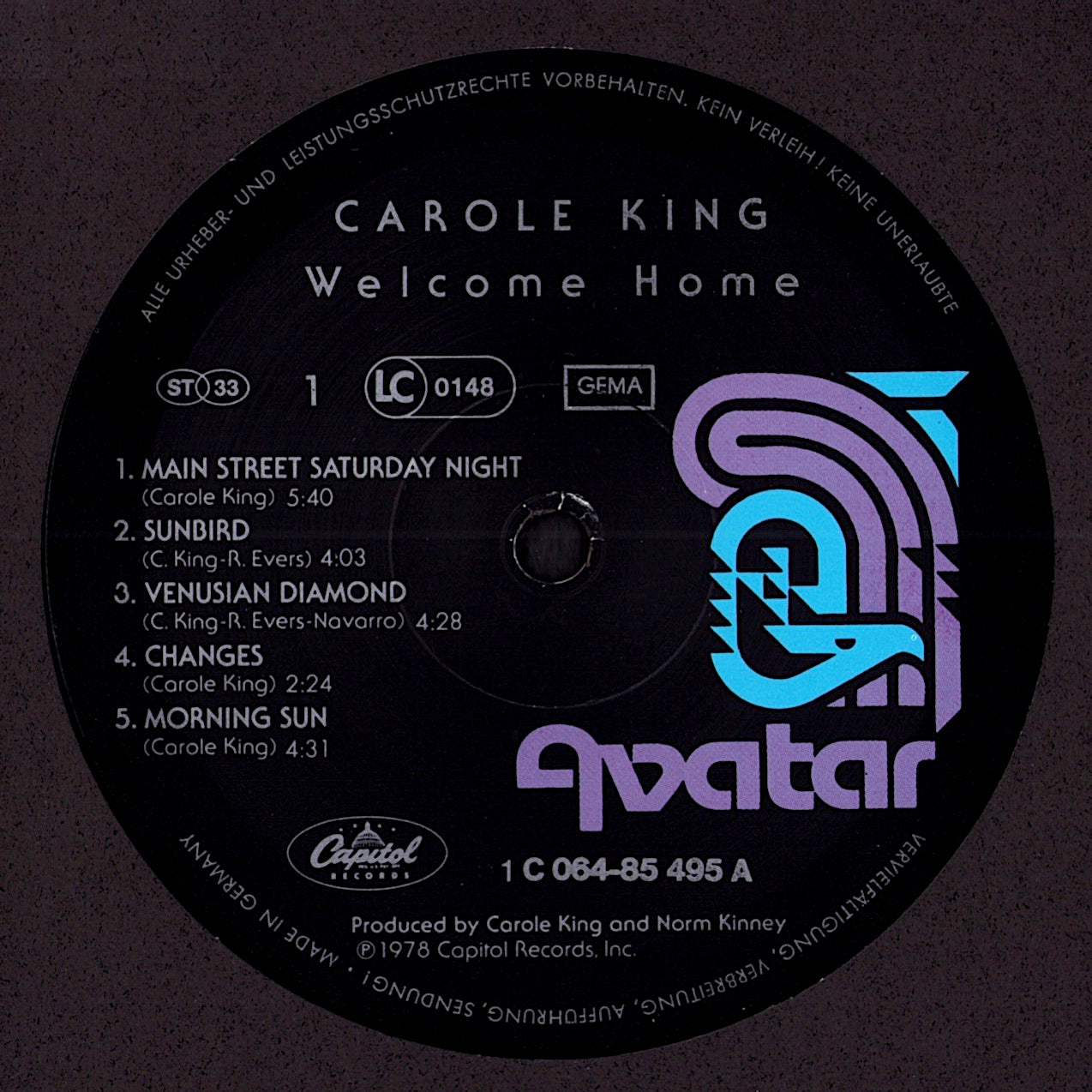 Carole King – Welcome Home Vinyl LP | DE Original | 1978