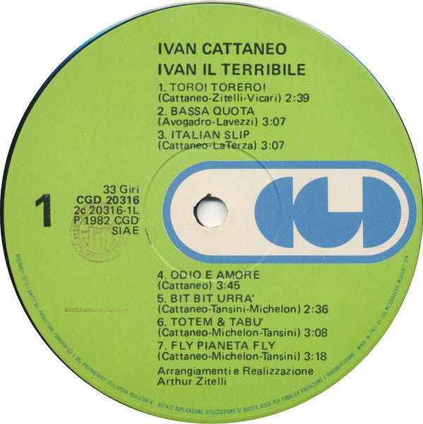 Ivan Cattaneo - Ivan Il Terribile Vinyl LP