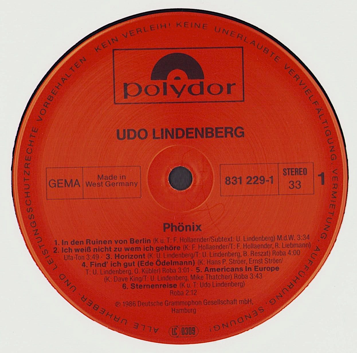Udo Lindenberg - Phönix Vinyl LP