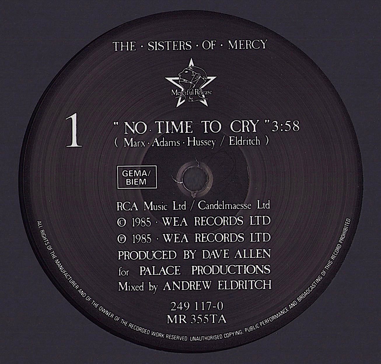 The Sisters Of Mercy - No Time To Cry Vinyl 12"