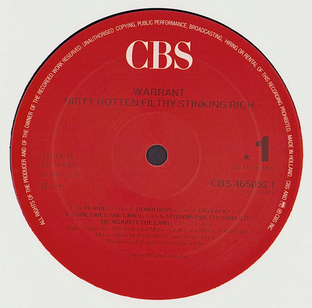 Warrant – Dirty Rotten Filthy Stinking Rich Vinyl LP