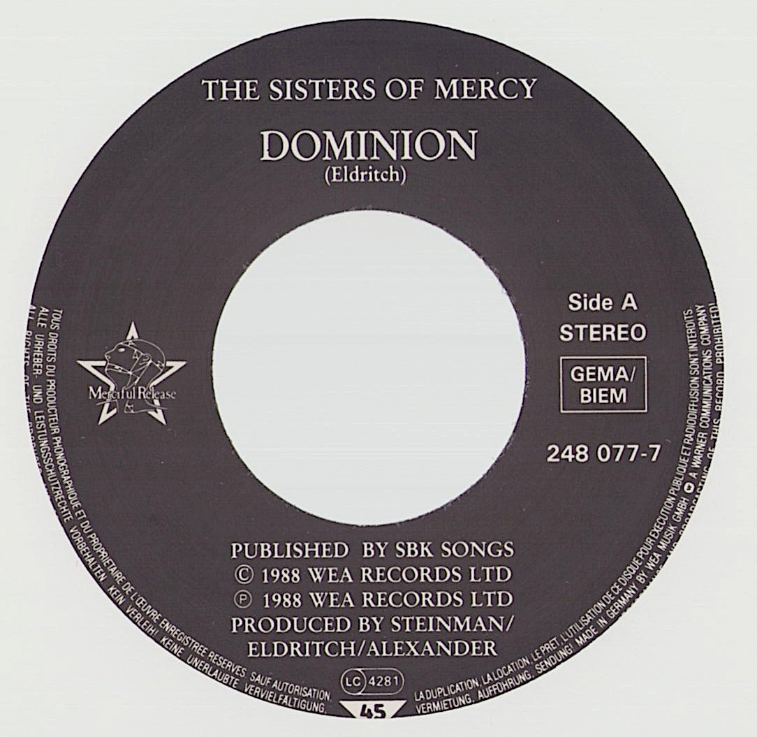 The Sisters Of Mercy - Dominion Vinyl 7"