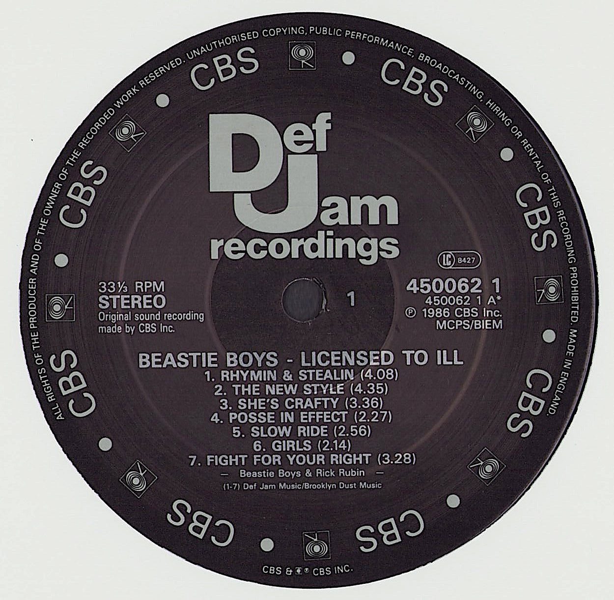 Beastie Boys - Licensed To Ill Vinyl LP UK