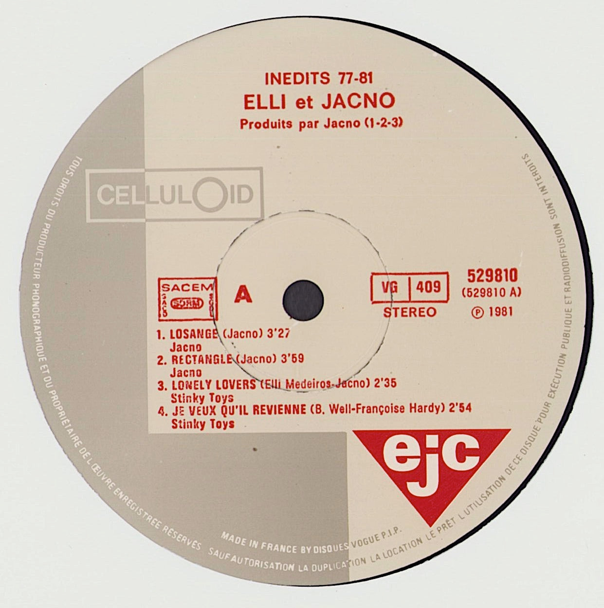 Elli & Jacno - Inédits 77-81 Vinyl LP FR