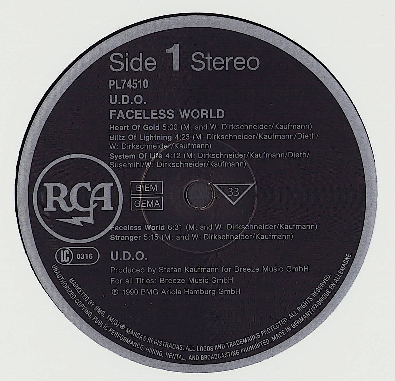 U.D.O. - Faceless World Vinyl LP