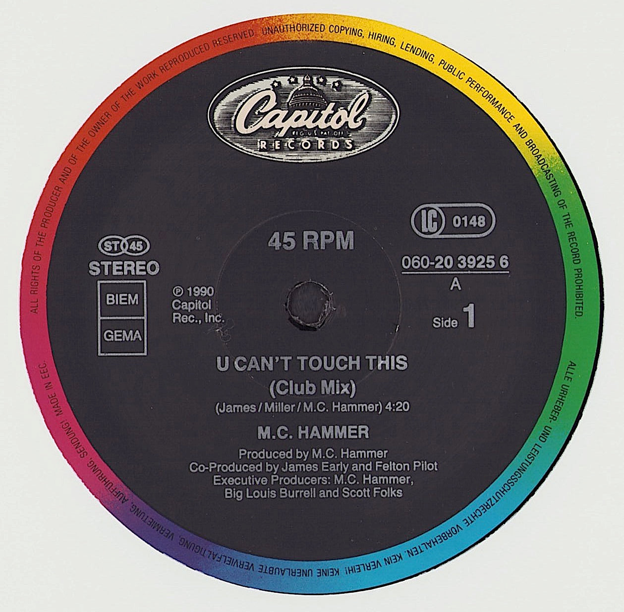 M.C. Hammer - U Can't Touch This Vinyl 12"