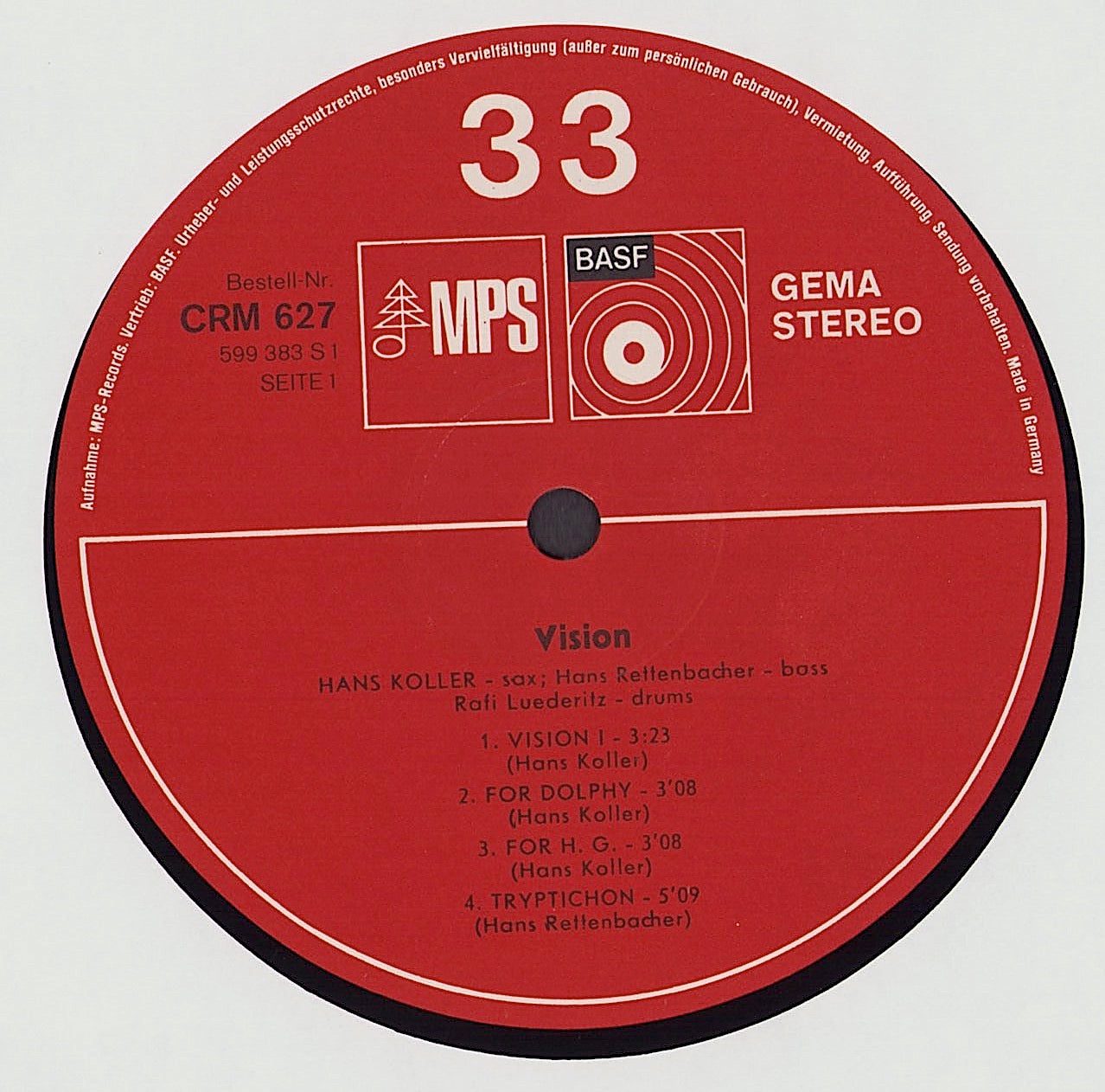 Hans Koller - Vision Vinyl LP