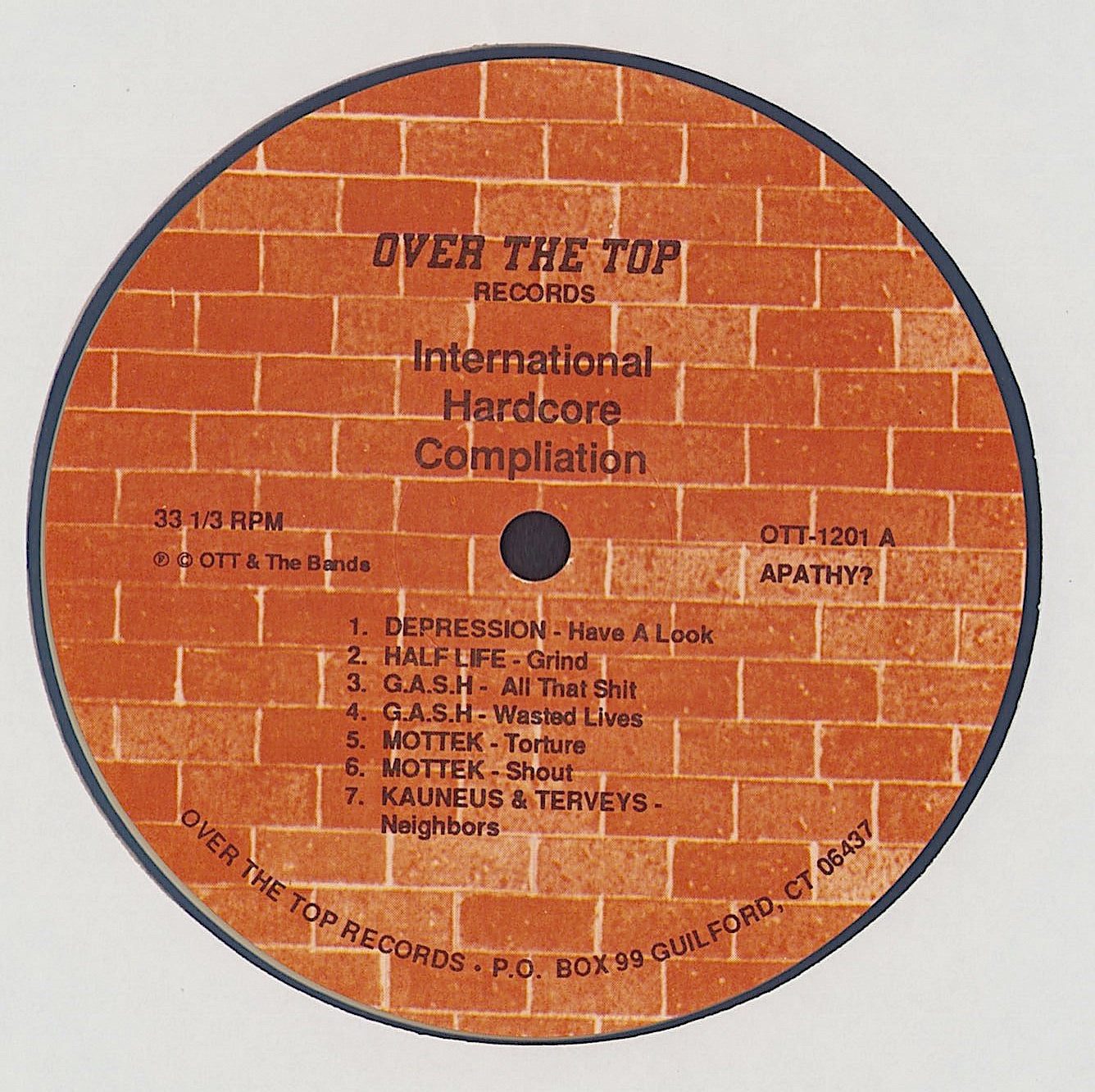 Apathy... Never! Clear Vinyl LP