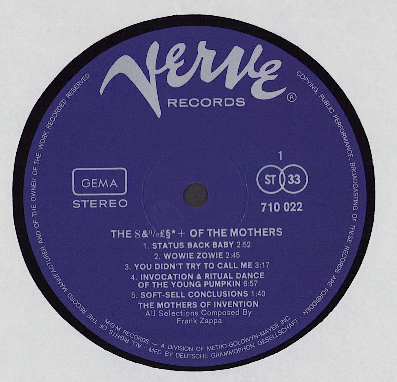 The Mothers Of Invention - The **** Of The Mothers Vinyl LP DE