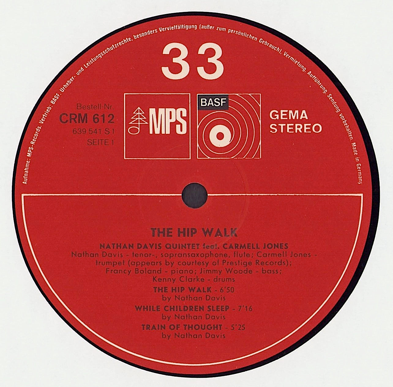 Nathan Davis Quintet Featuring Carmell Jones - The Hip Walk Vinyl LP
