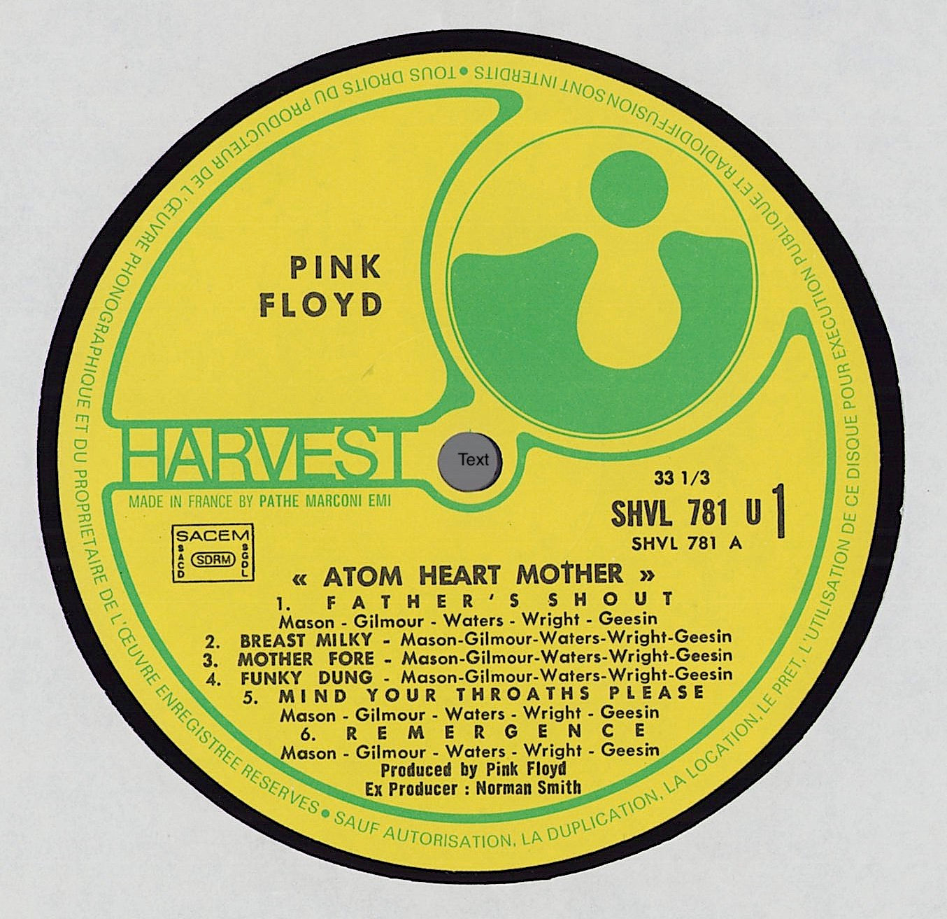 Pink Floyd ‎- Atom Heart Mother Vinyl LP FR