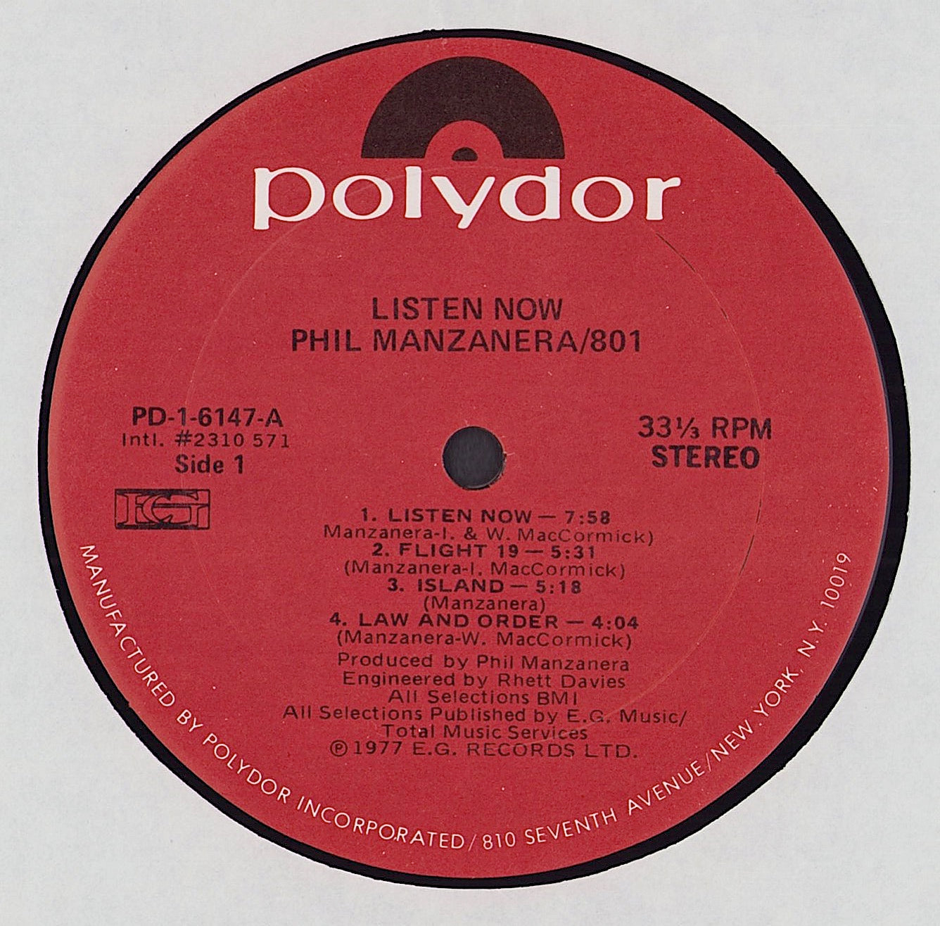 Phil Manzanera / 801 - Listen Now Vinyl LP US