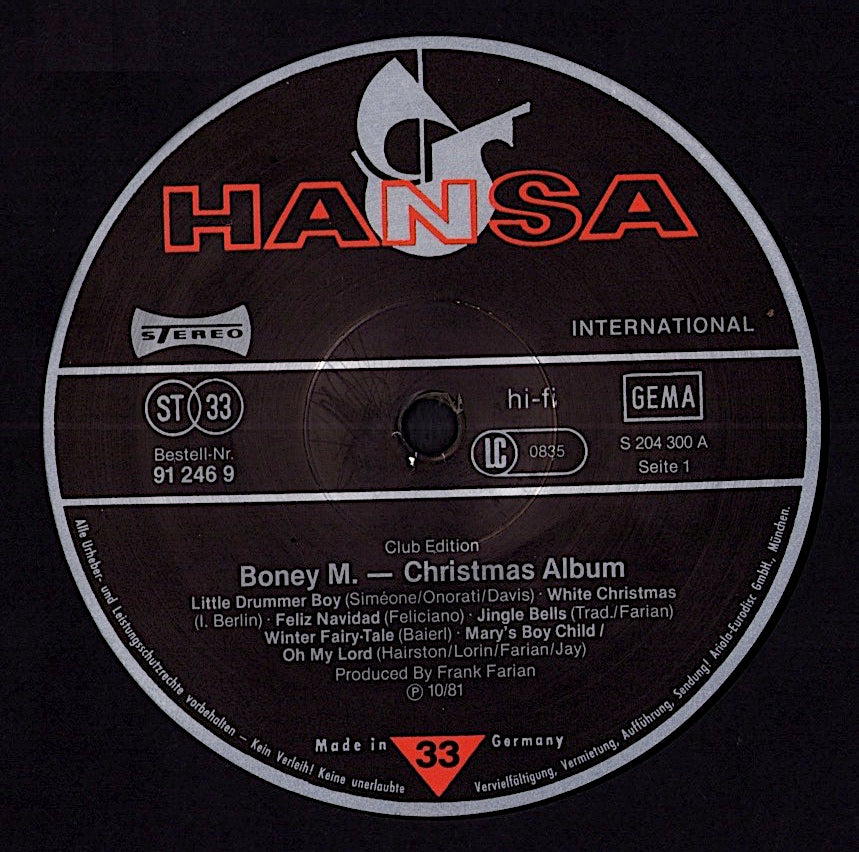 Boney M. - Christmas Album Vinyl LP | DE Original | 1981
