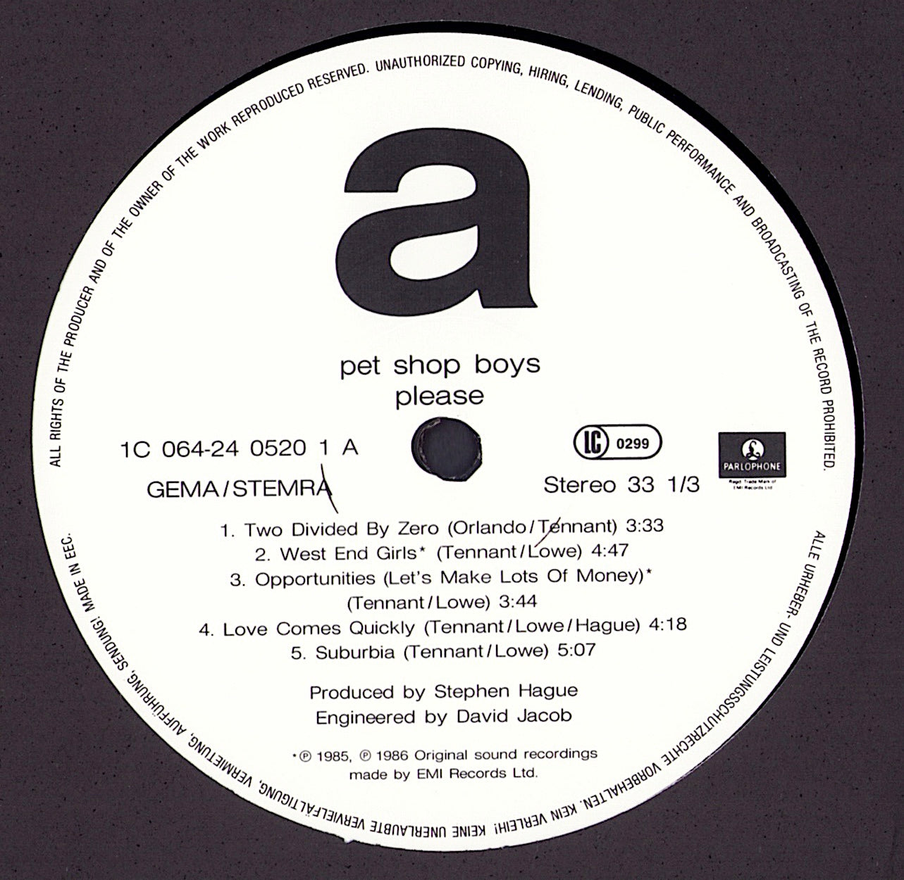 Pet Shop Boys - Please Vinyl LP