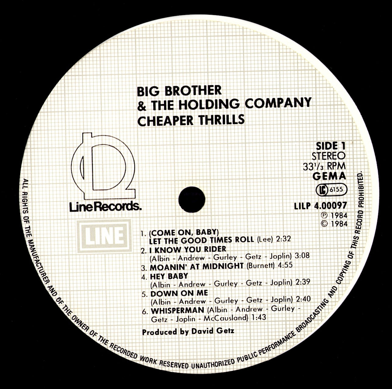 Big Brother & The Holding Company - Cheap Thrills Vinyl LP | UK Reissue | 1975 Kopie
