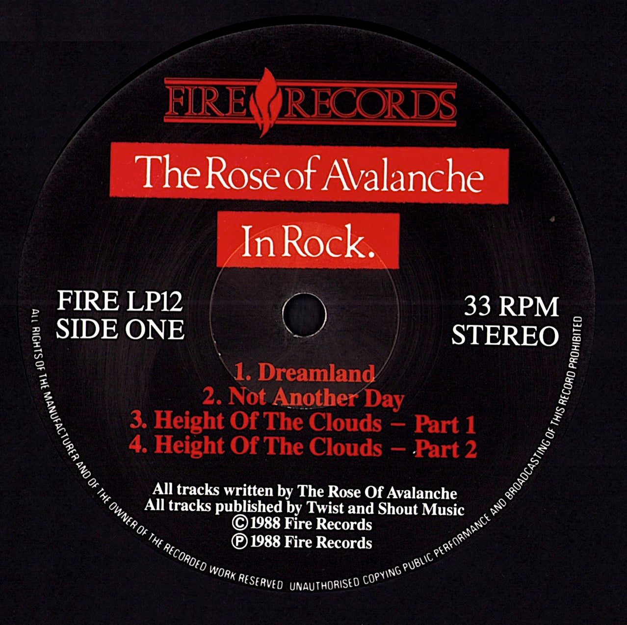 The Rose Of Avalanche - In Rock Vinyl LP | UK Original | 1988