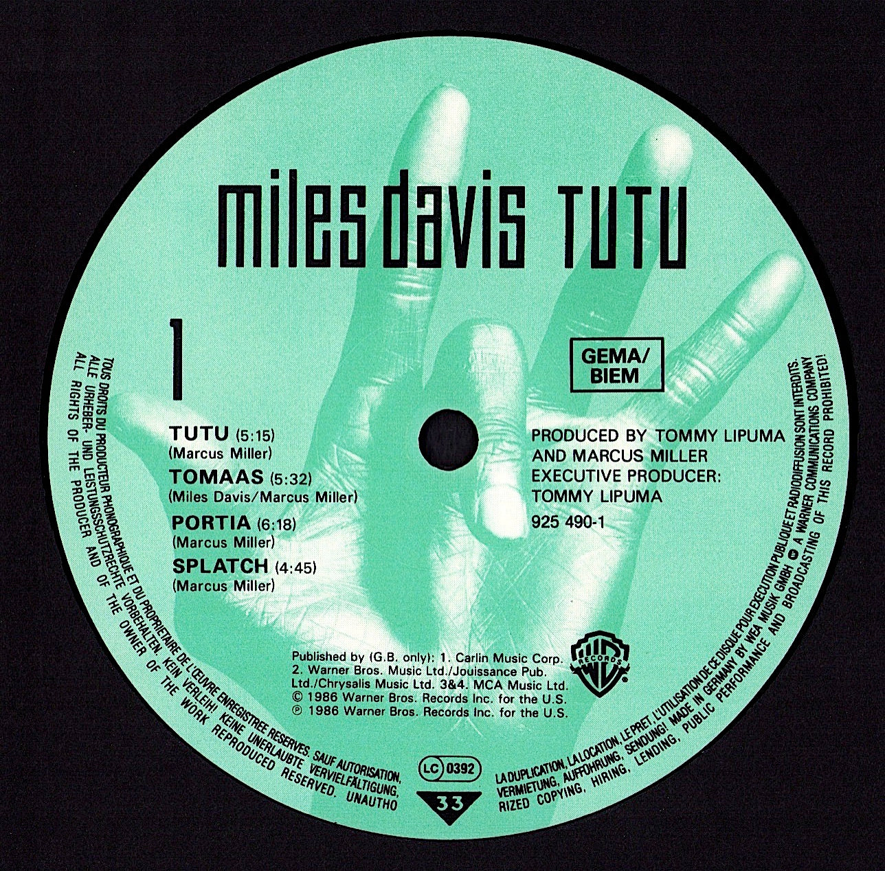 Miles Davis - Tutu Vinyl LP