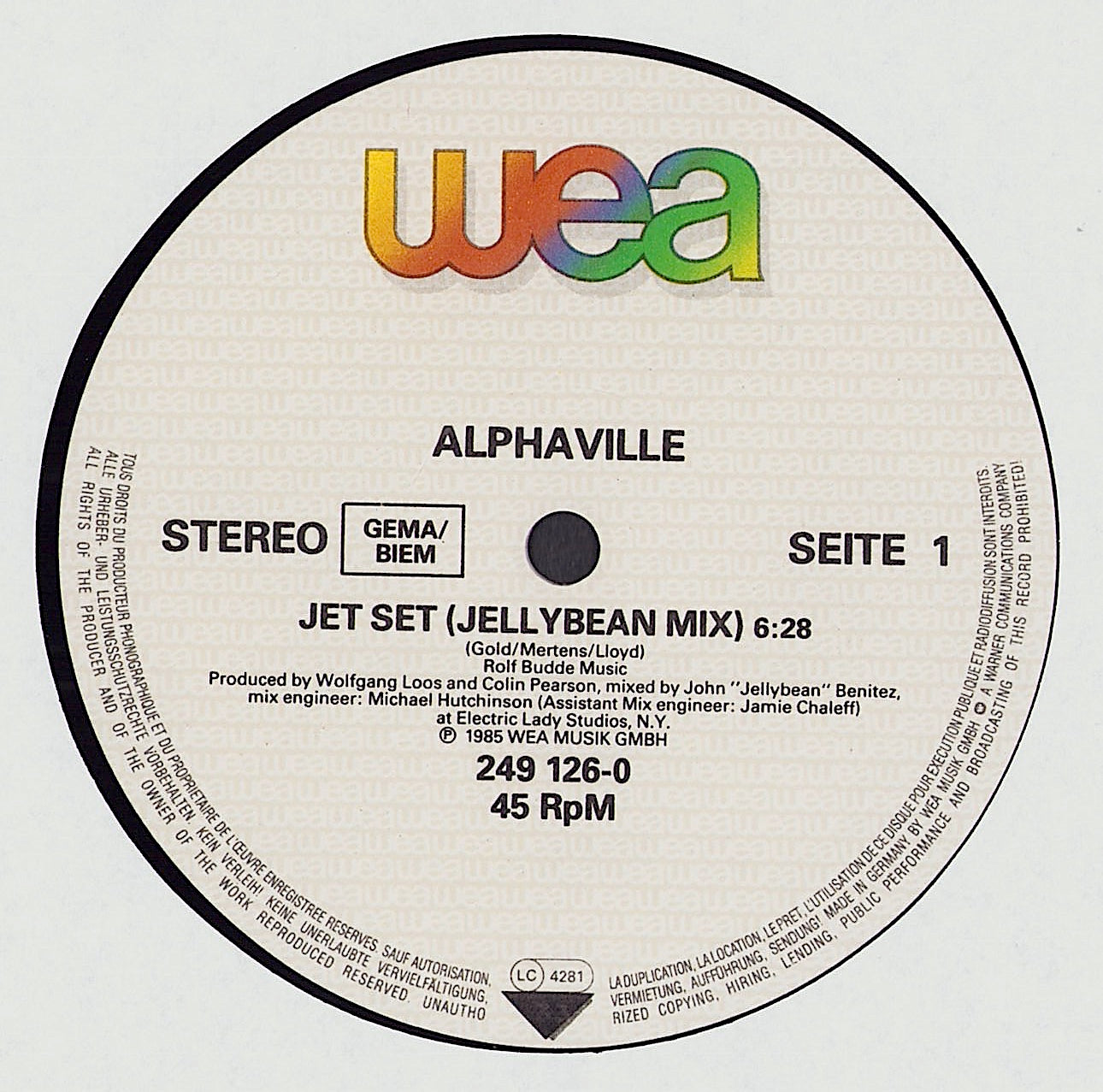 Alphaville - Jet Set Jellybean Mix Vinyl 12"