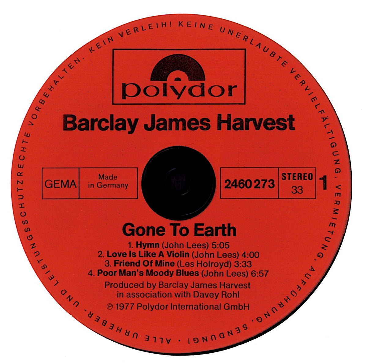 Barclay James Harvest - Gone to Earth Vinyl LP | Reissue | 1980 Kopie