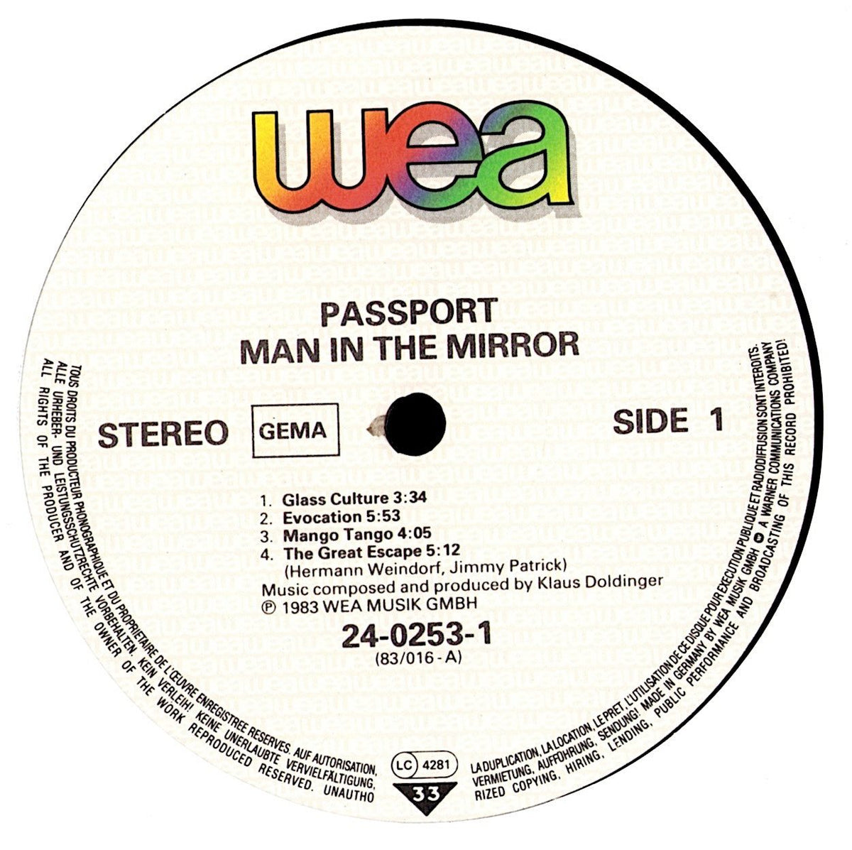 Passport – Man In The Mirror Vinyl LP Label/Detailansicht