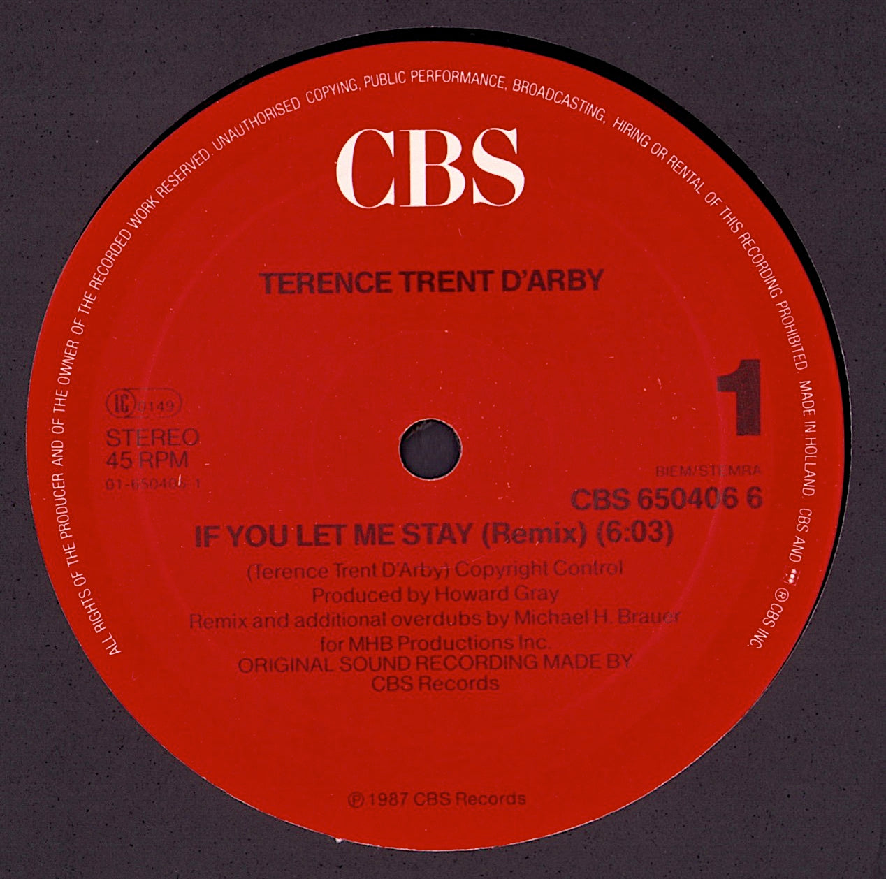 Terence Trent D'Arby - If You Let Me Stay Remix Vinyl 12"