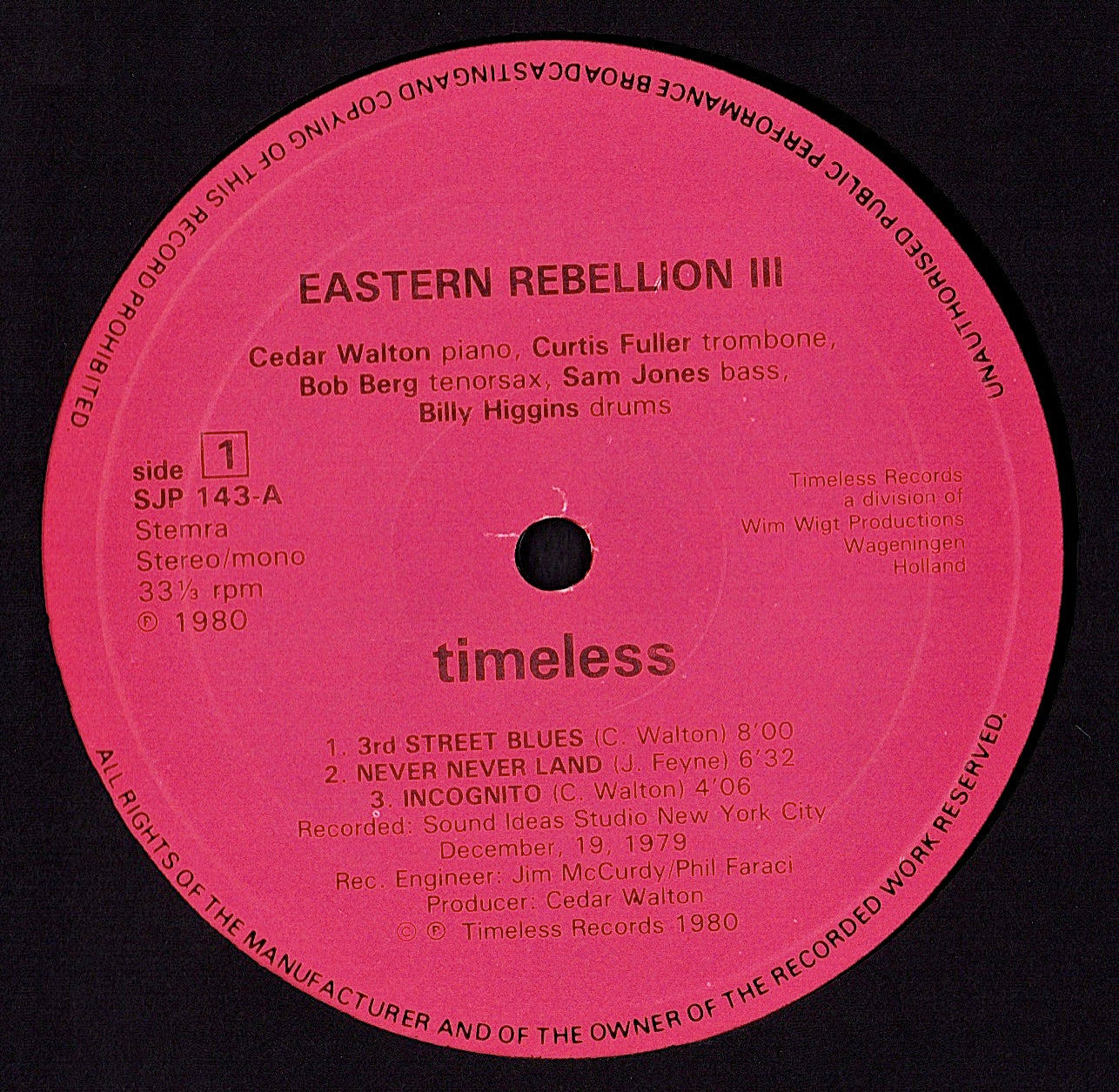 Cedar Walton With Curtis Fuller, Bob Berg, Sam Jones And Billy Higgins – Eastern Rebellion 3 Vinyl LP