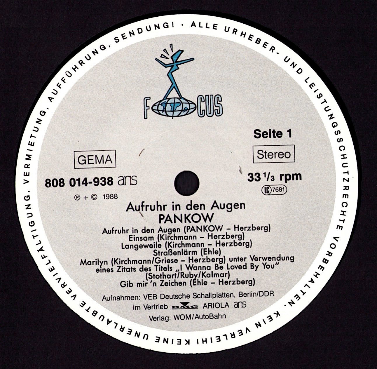 Pankow – Aufruhr In Den Augen Vinyl LP