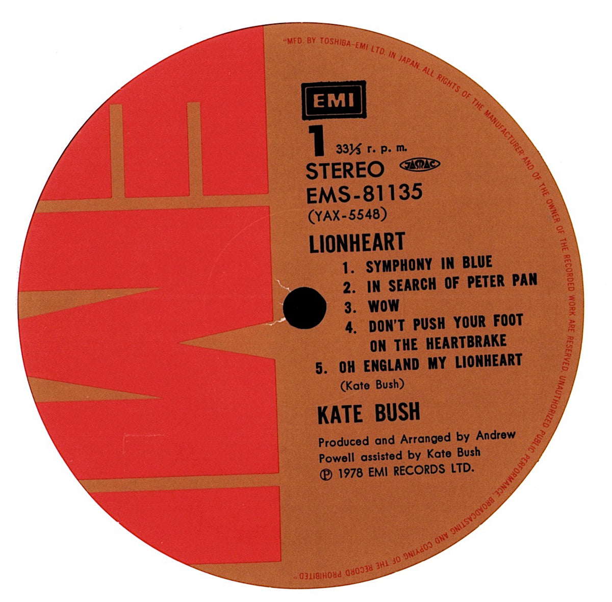 Kate Bush – Lionheart Vinyl LP | DE Original | 1978 Kopie