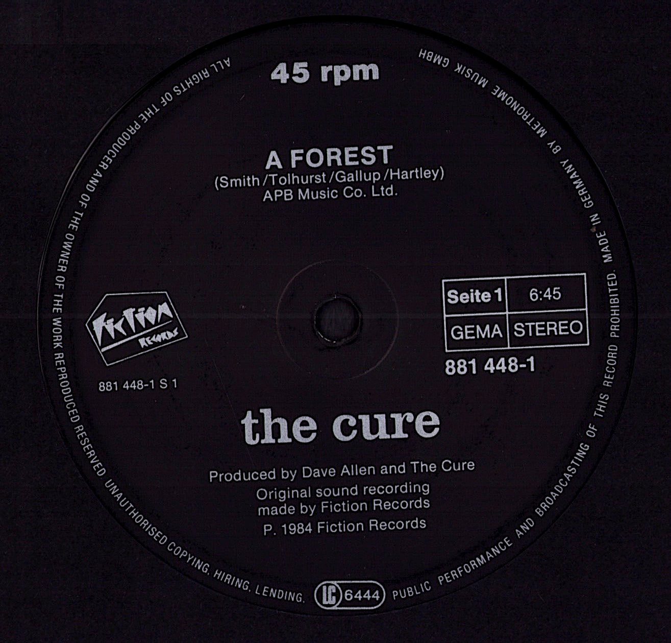 The Cure – Excerpt - The Cure Live Vinyl 12" | DE Original | 1984