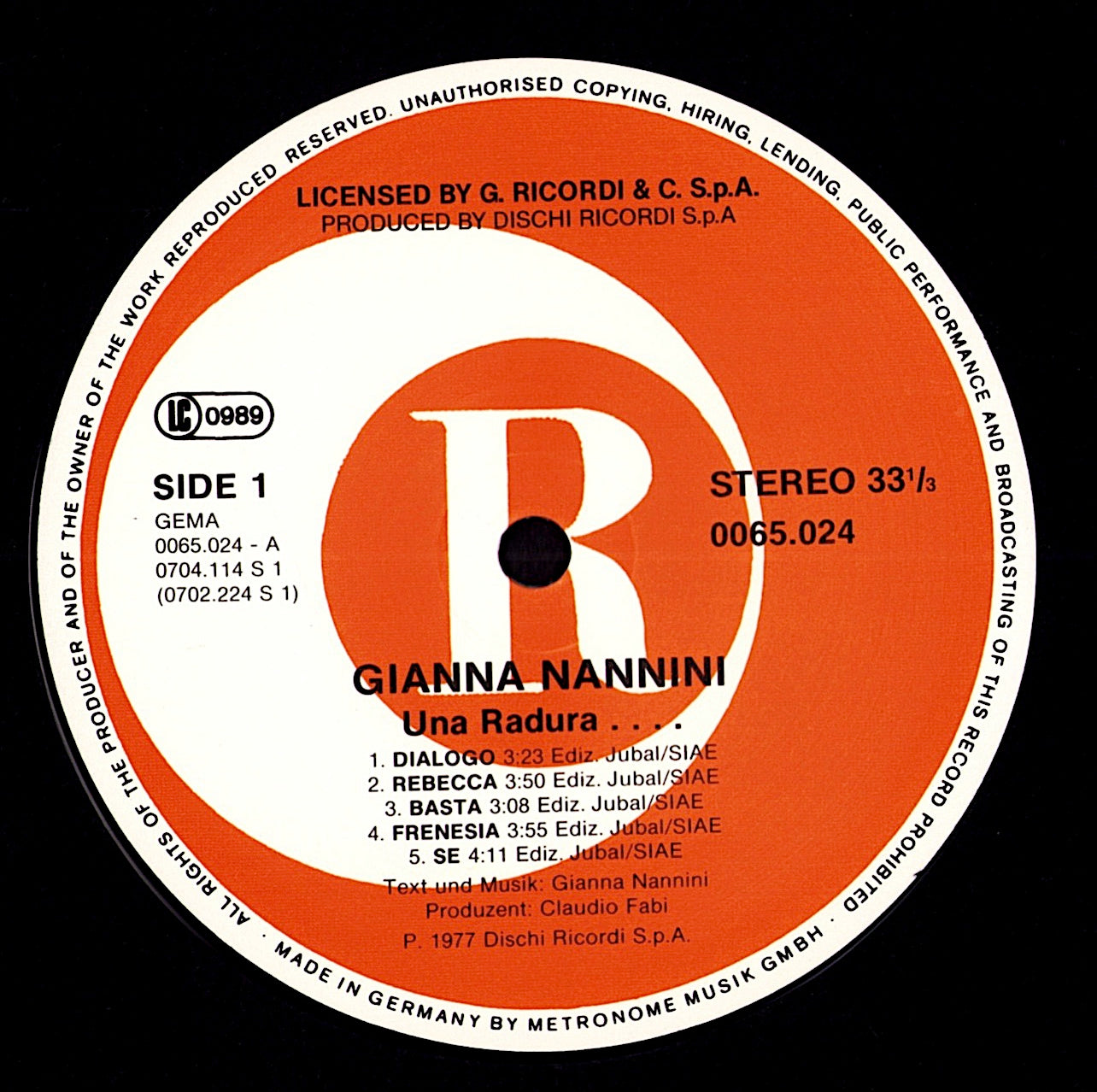 Gianna Nannini - California Vinyl LP Kopie