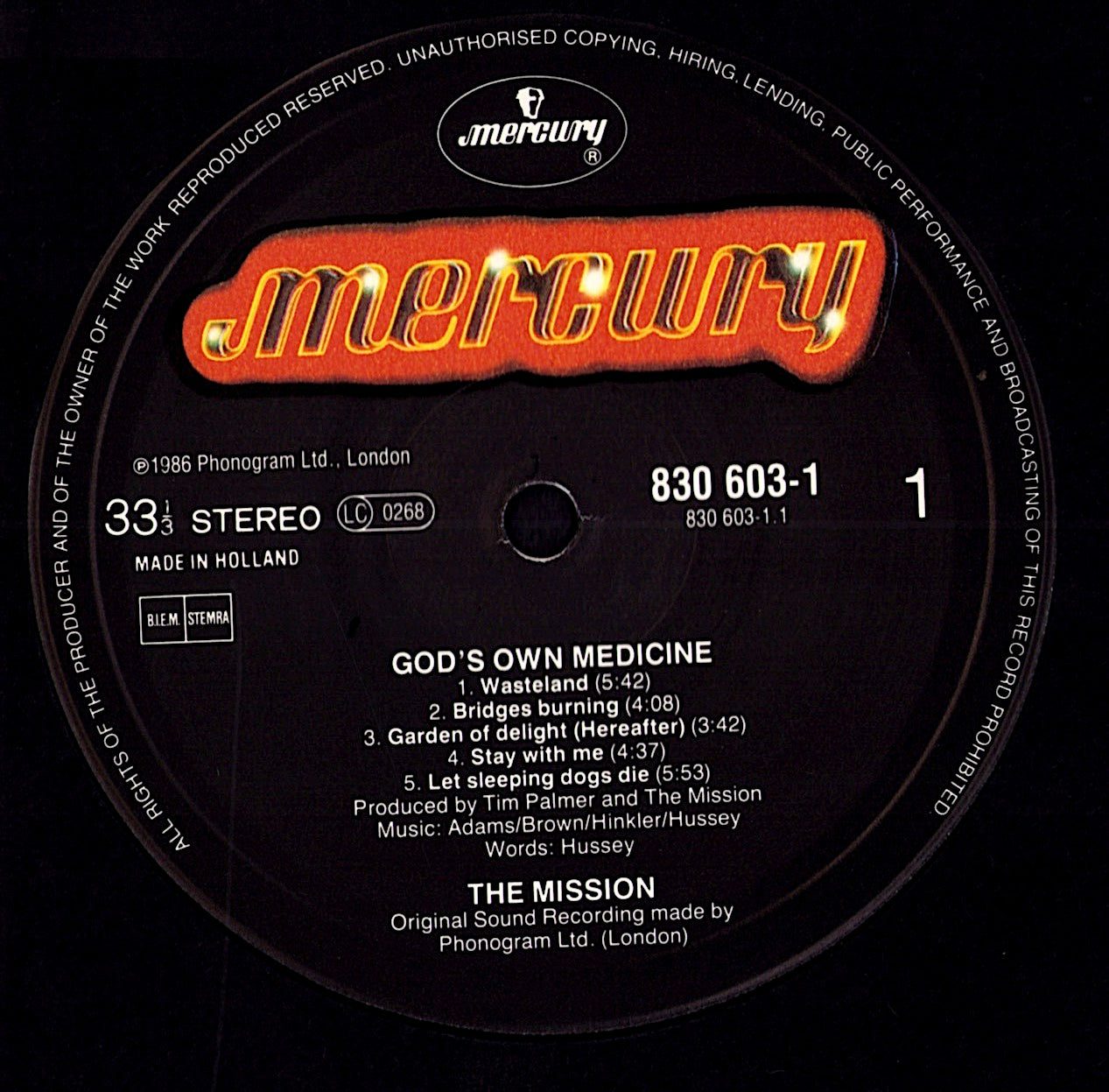 The Mission - Gods Own Medicine Vinyl LP | EU Original | 1986
