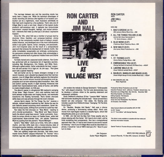Ron Carter And Jim Hall – Live At Village West Vinyl LP