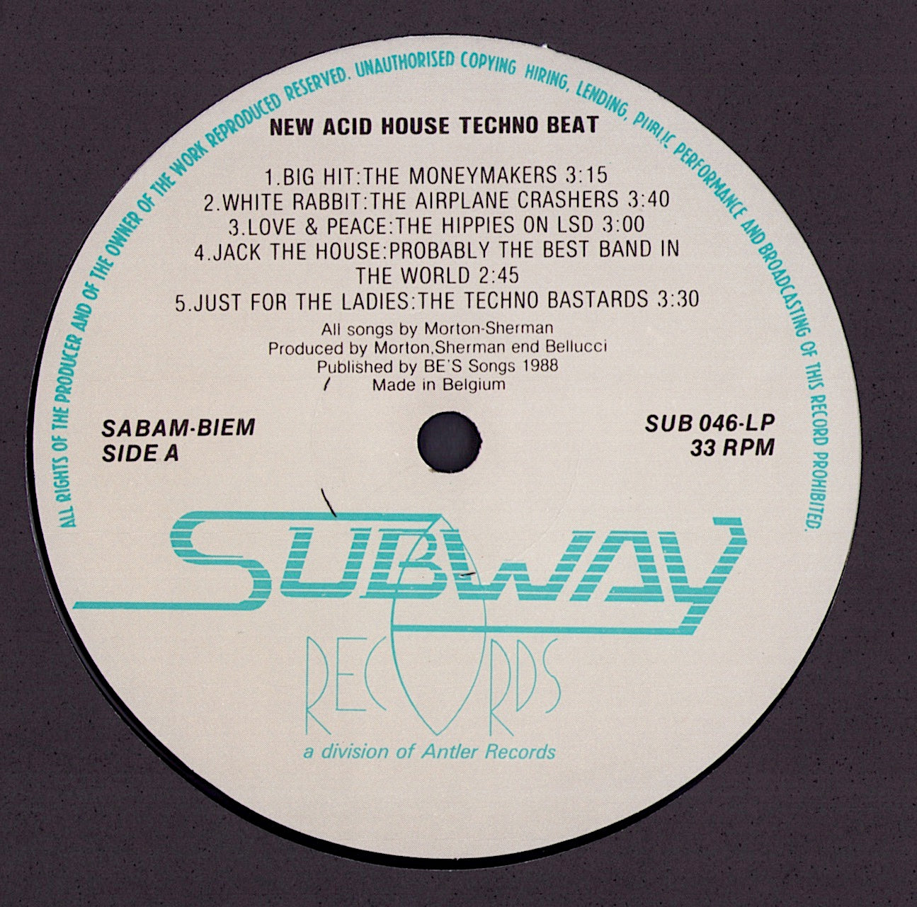 Morton Sherman Bellucci – New Acid House Techno Beat Compilation Vinyl LP