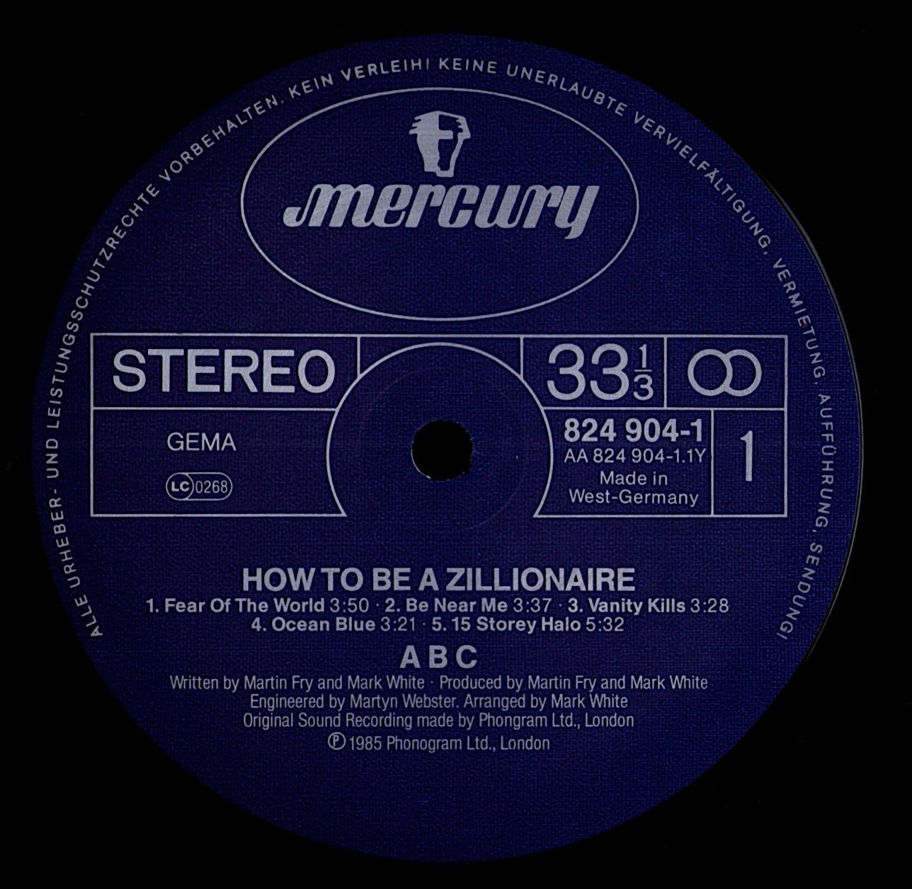 ABC – How To Be A Zillionaire Vinyl LP | DE Original | Blue Labels | 1985