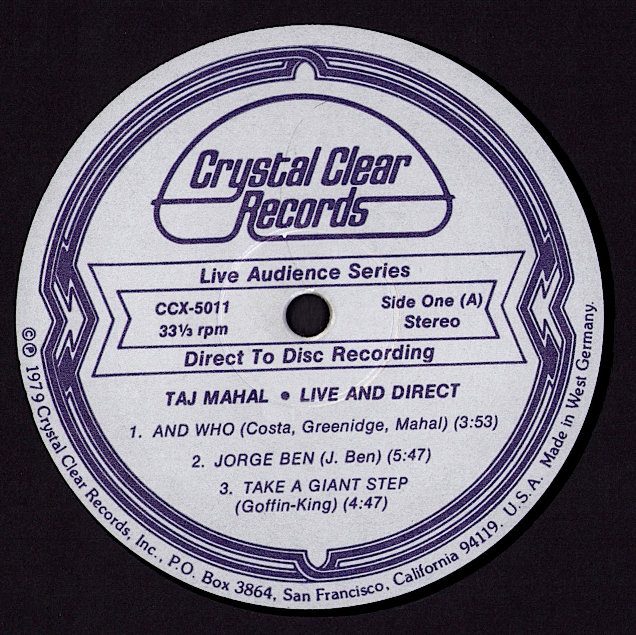 Taj Mahal And The International Rhythm Band – Live & Direct Vinyl LP