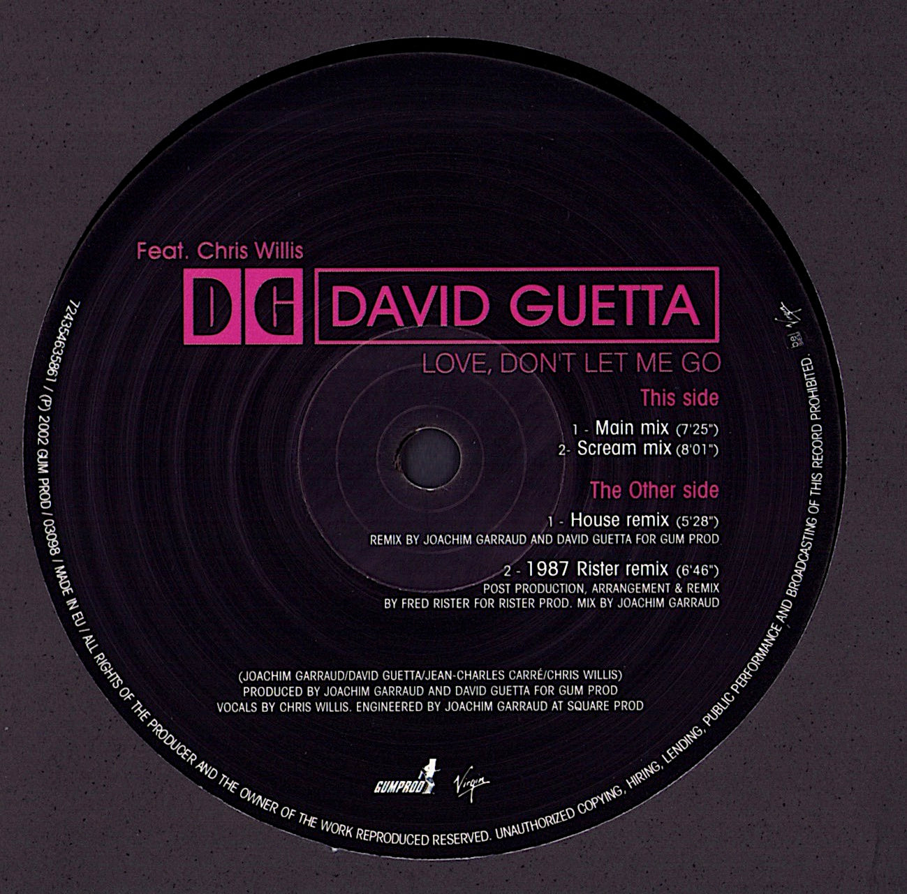 David Guetta Feat. Chris Willis – Love, Don't Let Me Go Vinyl 12"
