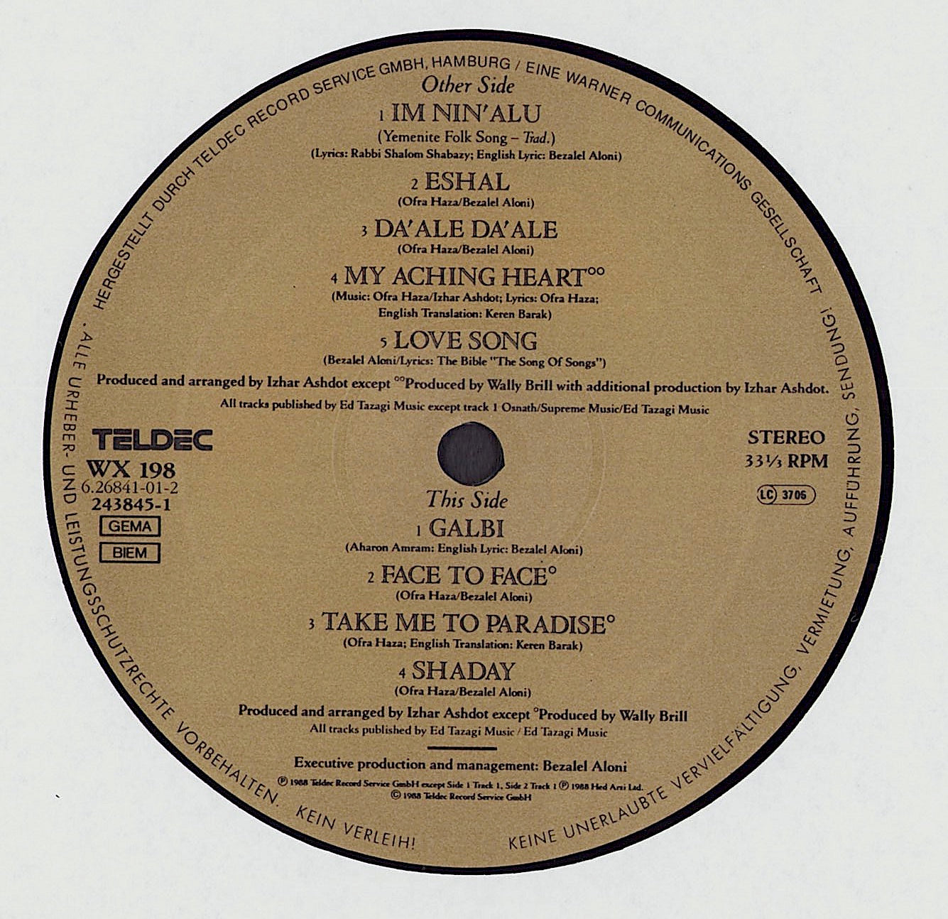 Ofra Haza - Shaday Vinyl LP