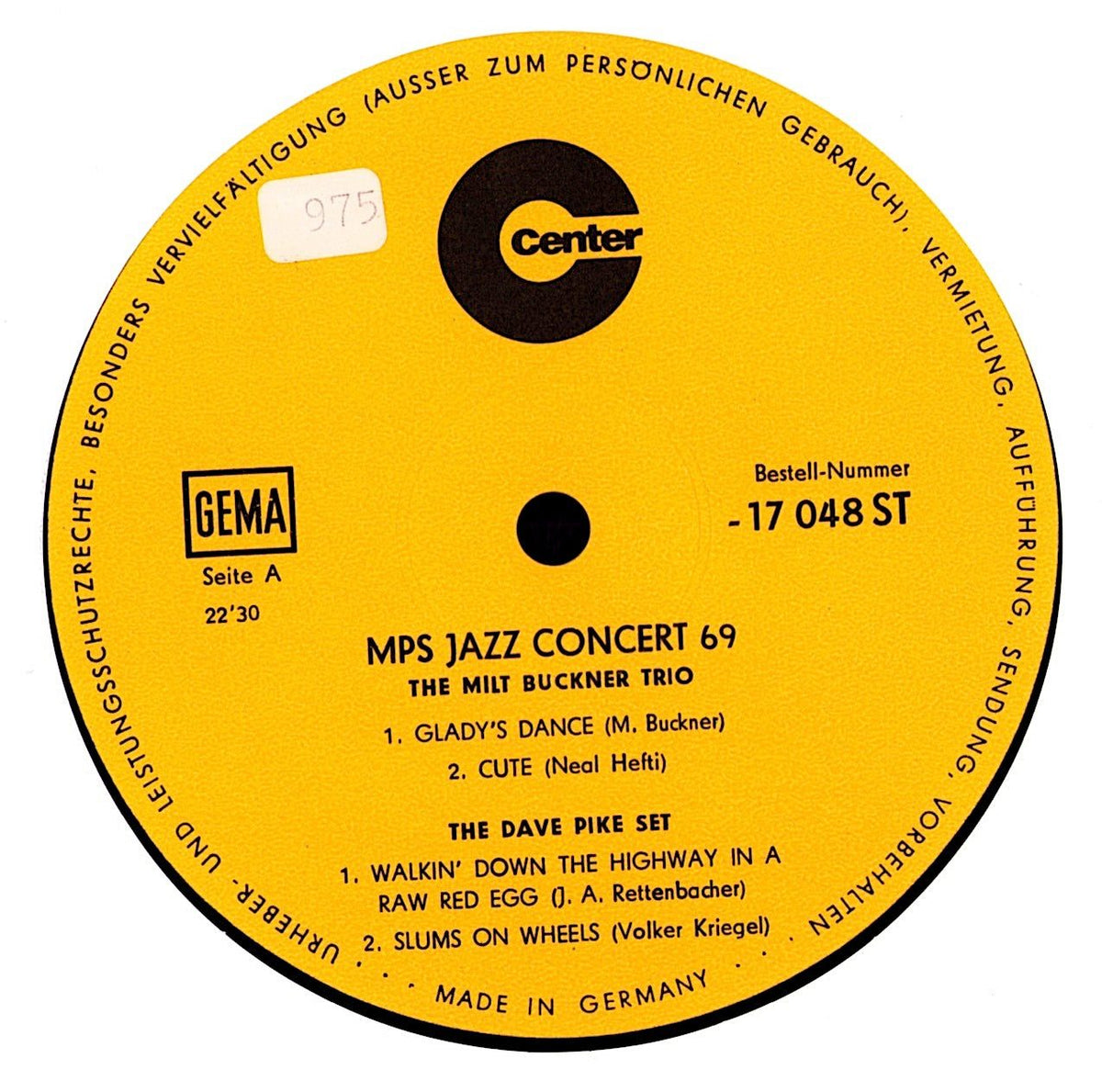 MPS Jazz Concert '69 Vinyl LP Label/Detailansicht