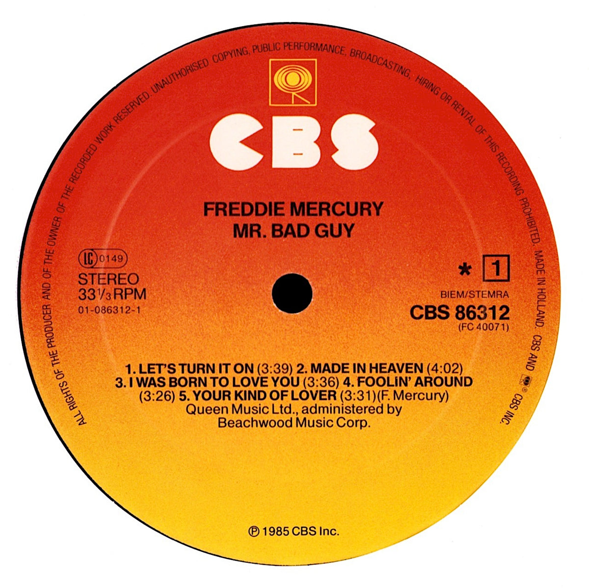 Freddie Mercury - Mr. Bad Guy Vinyl LP | EU Reissue Kopie