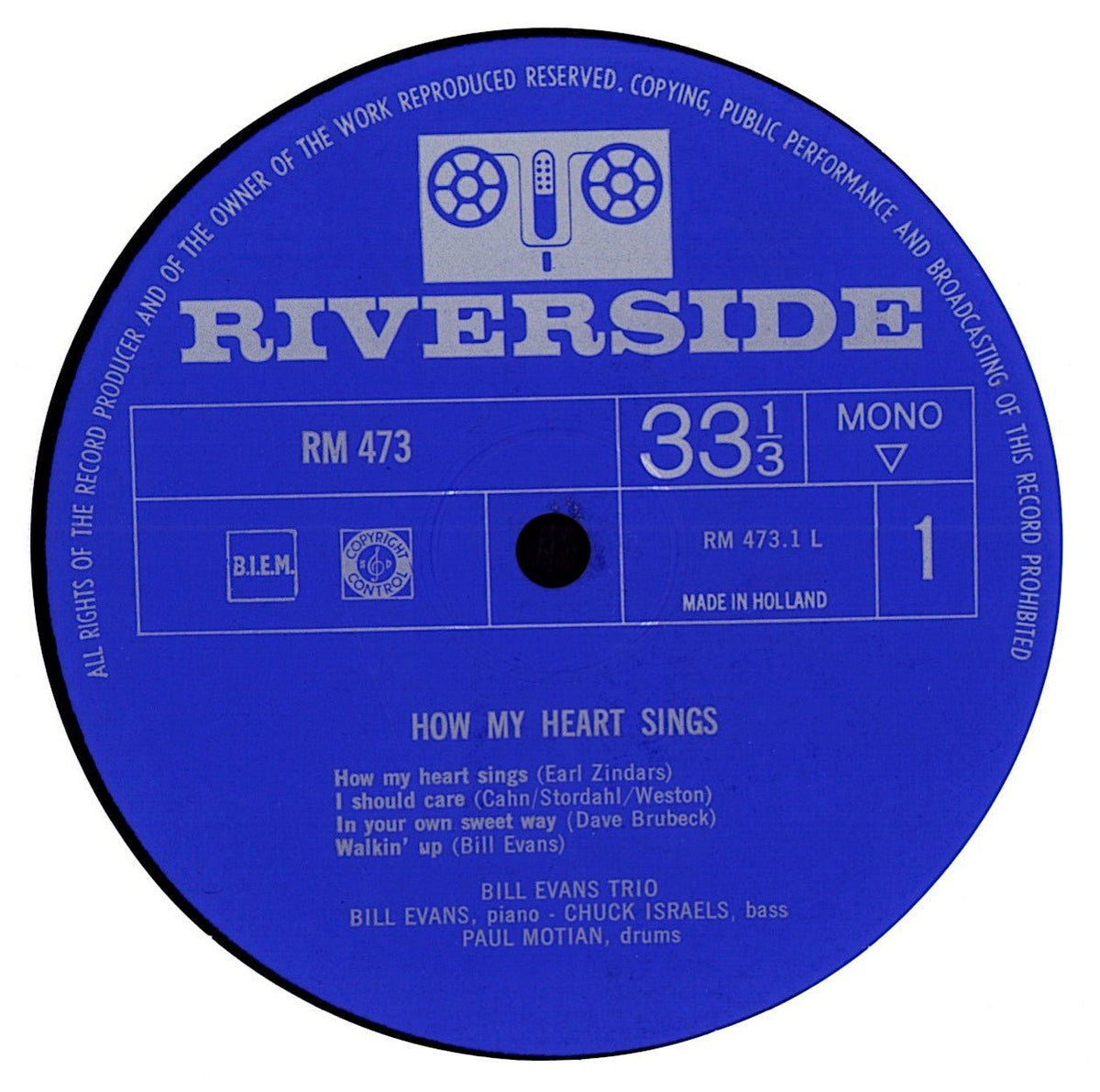 Bill Evans Trio – How My Heart Sings Vinyl LP Label/Detailansicht