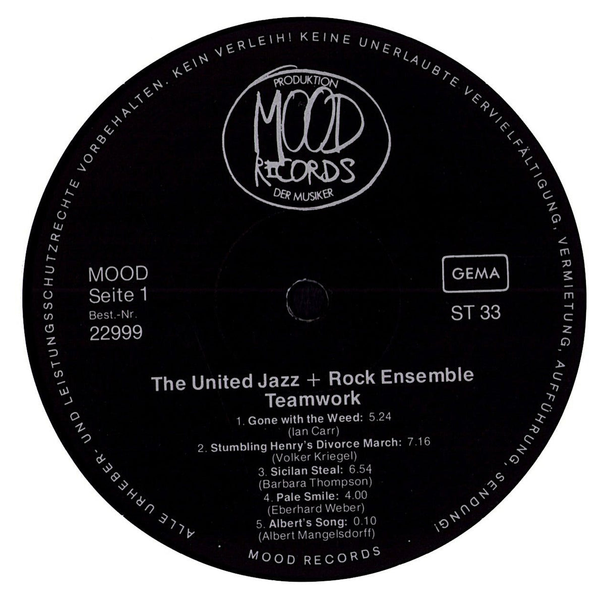 The United Jazz+Rock Ensemble – Teamwork Vinyl LP Label/Detailansicht