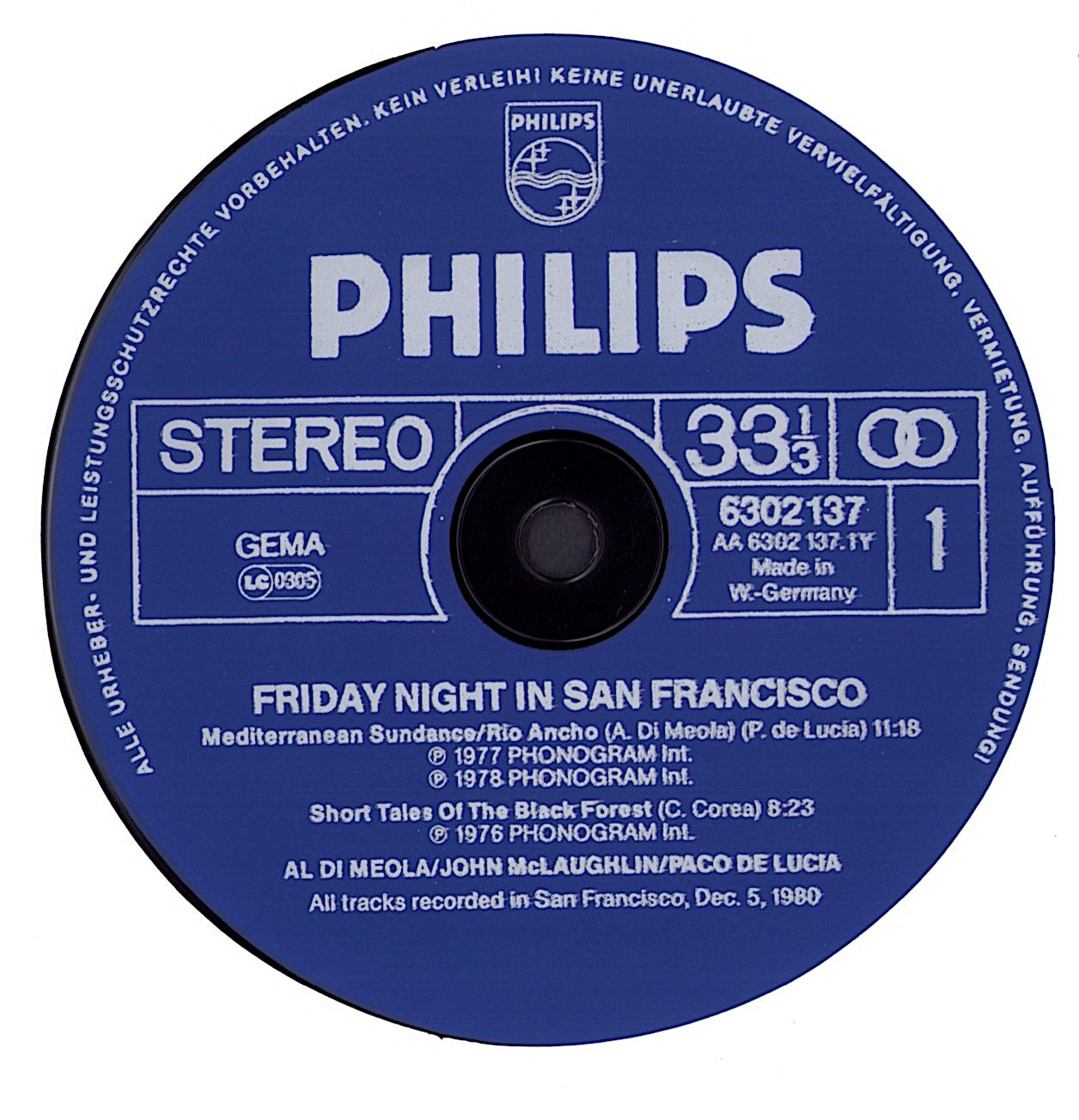 Al Di Meola / John McLaughlin / Paco De Lucia - Friday Night In San Francisco Vinyl LP