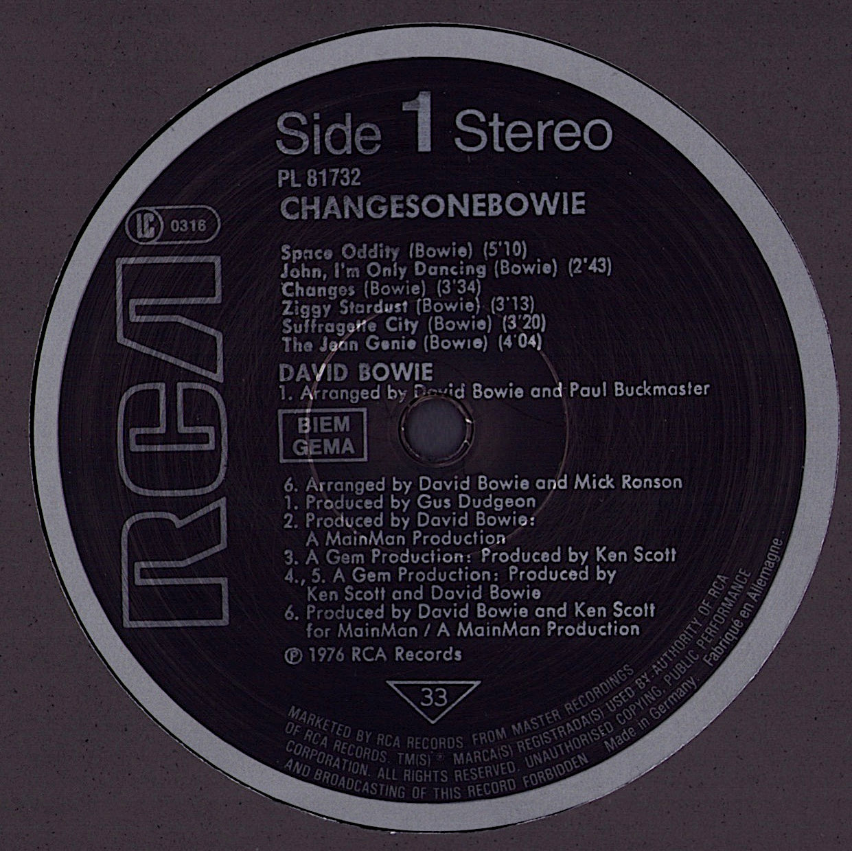 David Bowie - ChangesOneBowie Vinyl LP