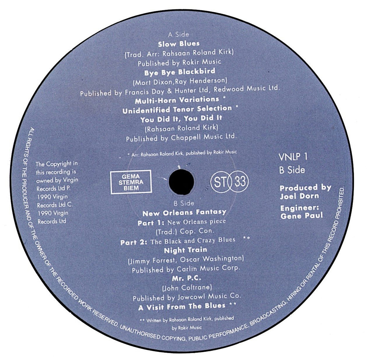 Rahsaan Roland Kirk – The Man Who Cried Fire Vinyl LP Label/Detailansicht