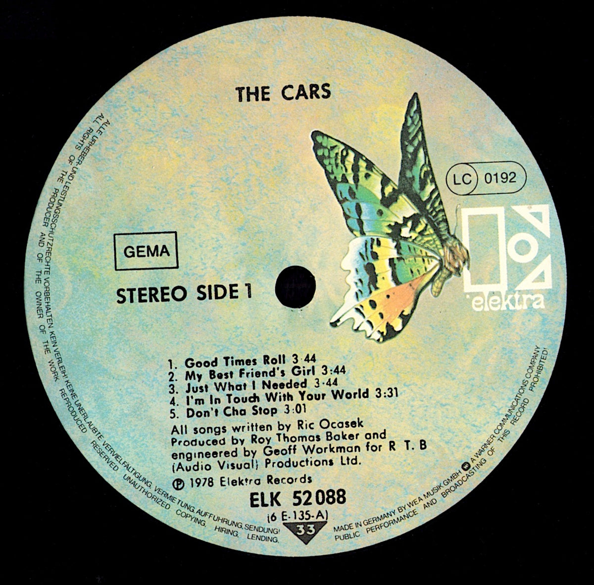 The Cars – The Cars Vinyl LP | DE Original | 1978