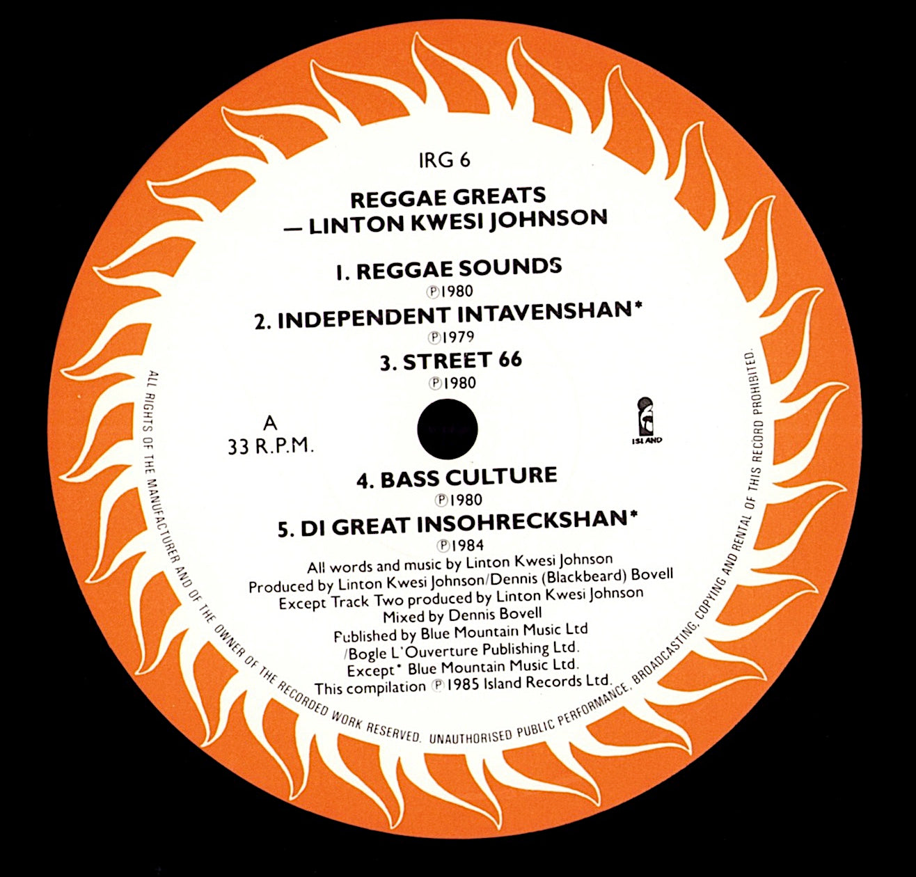Linton Kwesi Johnson - Reggae Greats (Vinyl LP | UK Original | 1985)