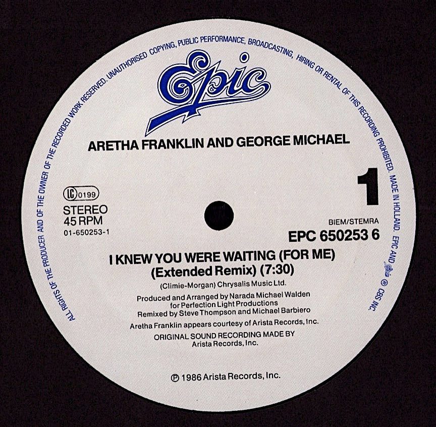 Aretha Franklin & George Michael – I Knew You Were Waiting For Me Vinyl 12" Maxi | EU Original | 1987