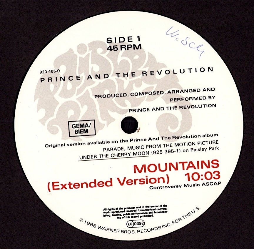 Prince And The Revolution – Mountains Extended Version Vinyl 12" Maxi | EU Original | 1986