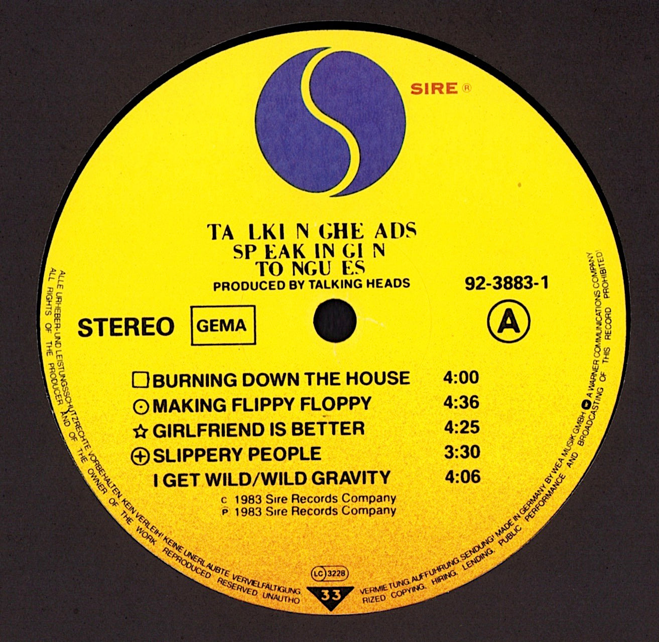 Talking Heads - Speaking In Tongues Vinyl LP