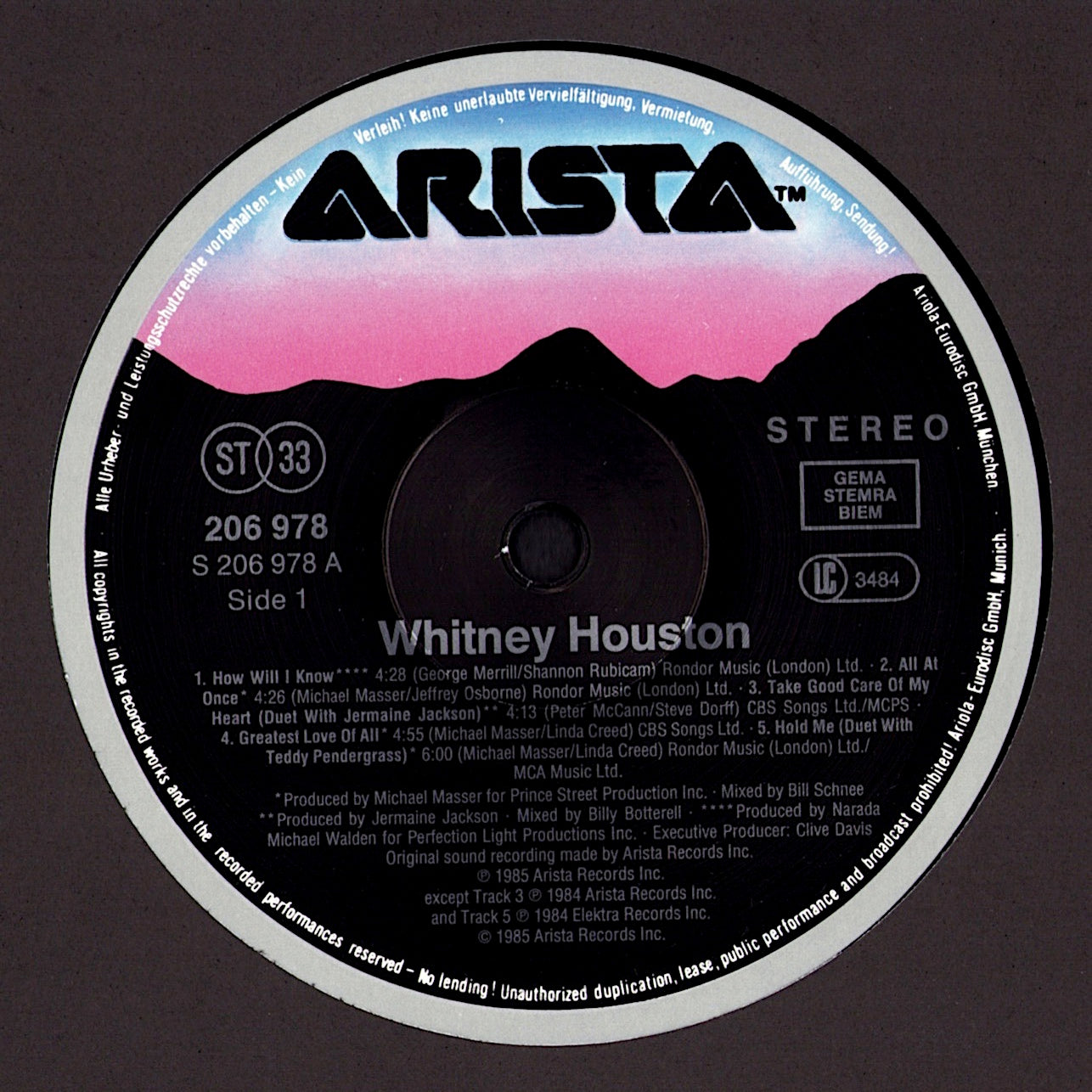 Whitney Houston – Whitney Houston Vinyl LP